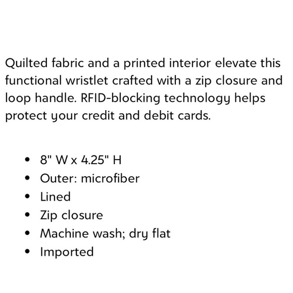 Vera Bradley Quilted Microfiber RFID Tech Wristlet Wallet Solid Black Red Rose - Picture 9 of 9